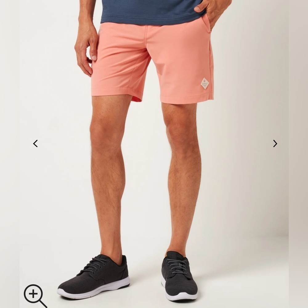 Travis Mathew Tech Chino Shorts Coral 8-Inch Inseam Various Sizes